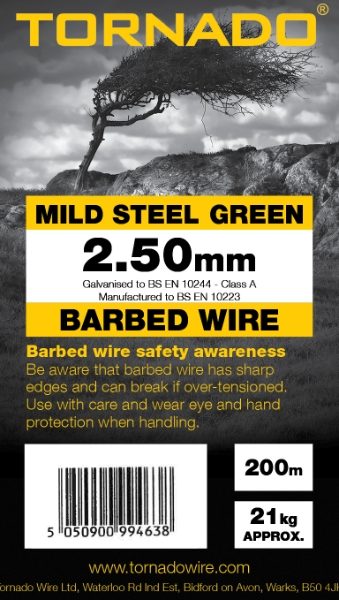 Barbed Wire 2.5mm Green Mild Steel 200m